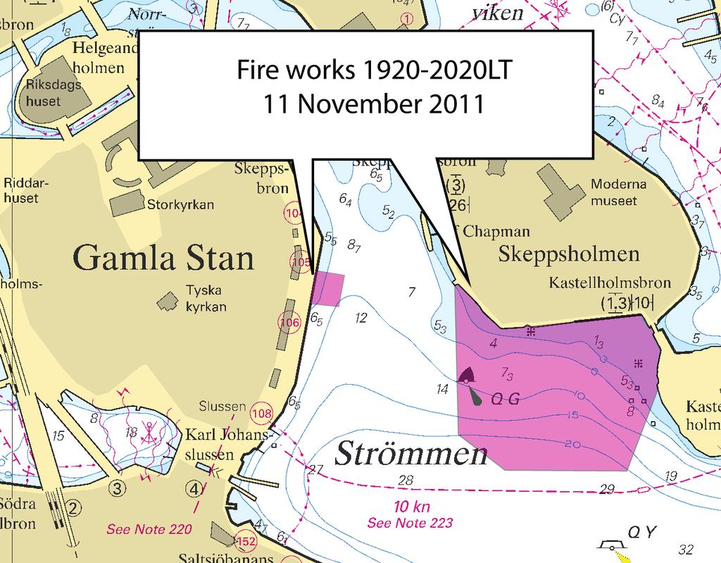 6 Norra Östersjön / Northern Baltic * 7521 (T) Sjökort/Chart: 6141, 6142 Sverige. Norra Östersjön. Stockholm. Strömmen. Fyrverkerier. Avlysta områden.
