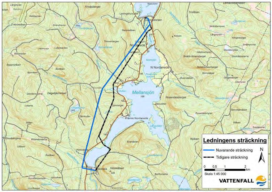 Inledning Bakgrund och syfte Vattenfall Eldistribution AB har för avsikt att ansöka om nätkoncession för linje för en befintlig 45 kv luftledning som går mellan vattenkraftstationerna Torpshammar och