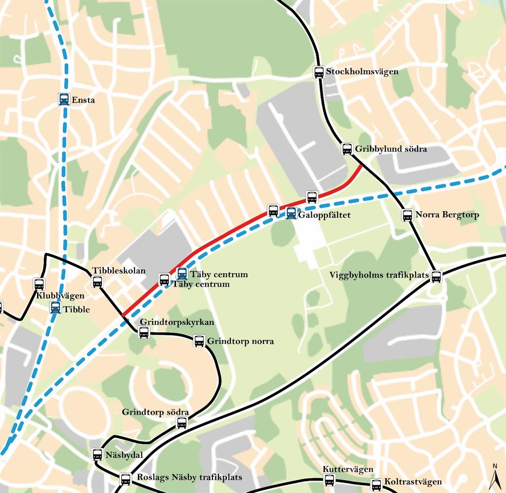 39(75) Stråk 6: Stora Marknadsvägen, Bergtorpsvägen Täby Centrum Figur 20 Stråk 6: Stora Marknadsvägen, Bergtorpsvägen Täby Centrum Stråkets funktion och användning Stråket är lokaliserat i centrala