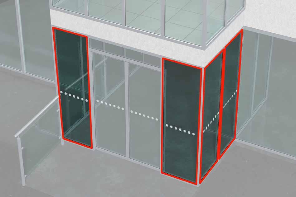 5 4. Glasparti, åtkomligt från båda sidor (under 1,5 m från golv) Krav: Skydd mot skärskador och