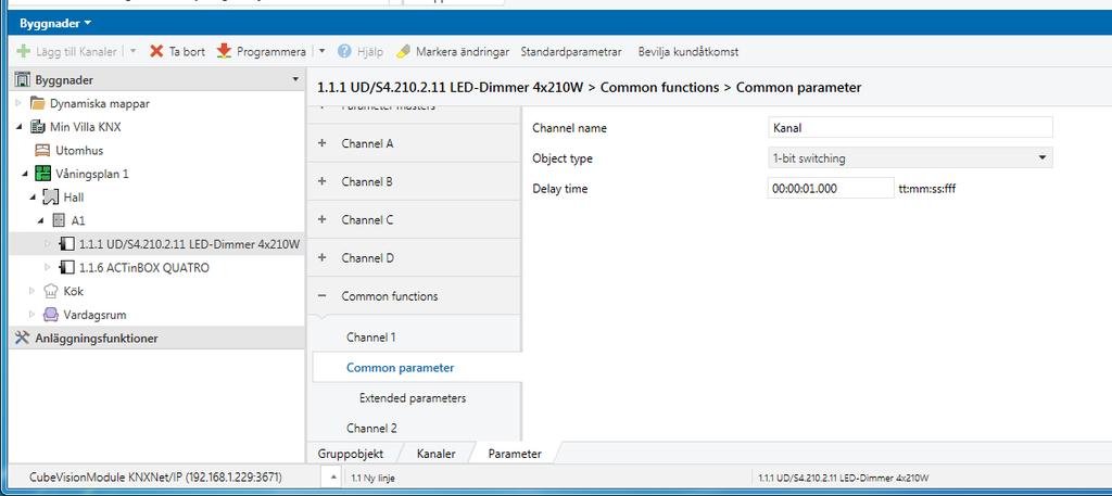 Delaytime, sätt in 1 minut. Använd 1-bit switching.