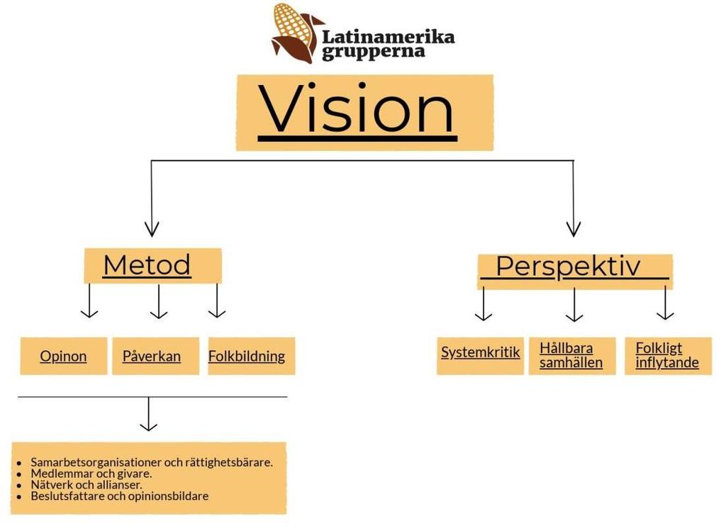 Vi stärker latinamerikanska folkrörelser Vi driver inga egna projekt i Latinamerika, utan samarbetar istället med etablerade folkrörelser som delar vår vision och vårt övergripande mål.