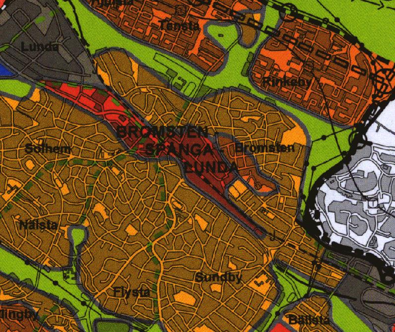 TIDIGARE STÄLLNINGSTAGANDEN Översiktsplan I stadens översiktsplan, antagen, är Bromsten-Spånga-Lunda utpekat som ett av tolv stadsutvecklingsområden.