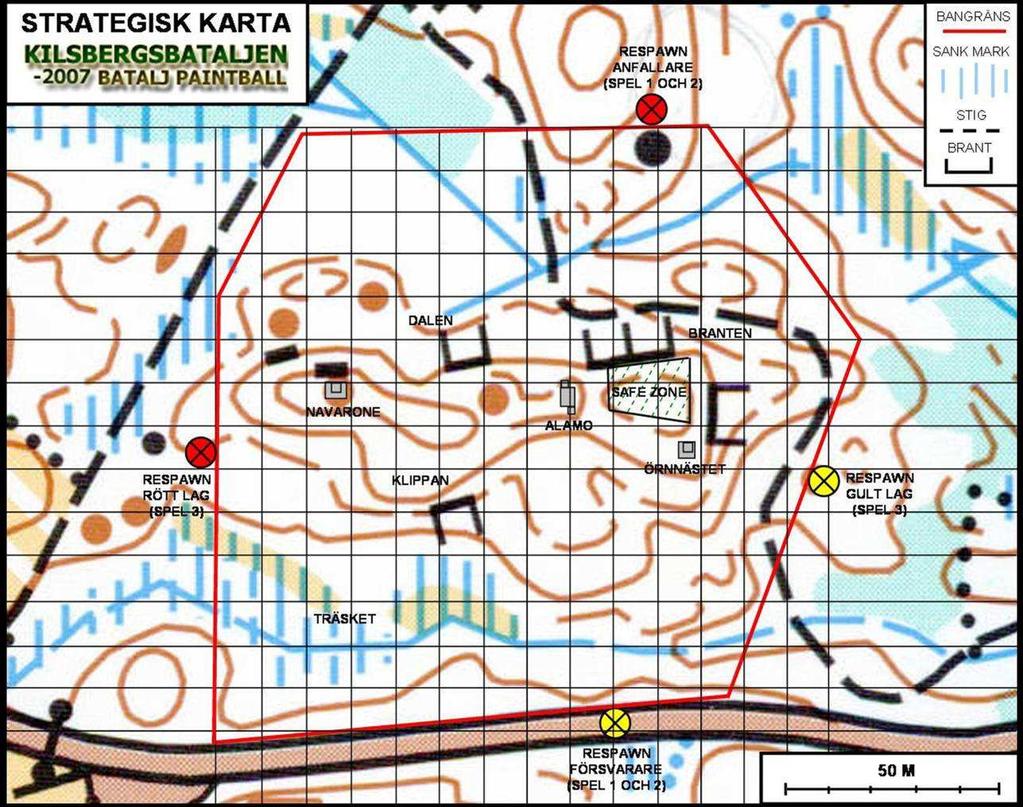 BAKGRUND SPEL 3 Operation Bloodstone Båda lagen startar uppe på berget och håller varsin huvudbas. GULT lag håller ÖRNNÄSTET och RÖTT lag håller NAVARONE.