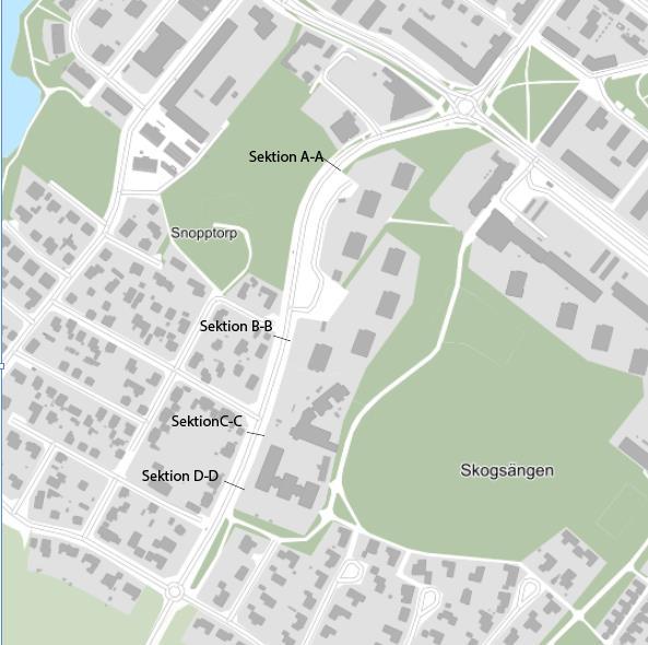 Eskilstuna kommun 2018-11-08 31 (45) Förändringar Vasavägen Gatusektionen föreslås förändras mellan rondellen söder om Skogsängsskolan fram till infarten Sankt Andreas kyrkan.