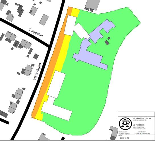 Eskilstuna kommun 2018-11-08 36 (45) Illustration: Ekvivalent ljudnivå Maximal ljudnivå (dagtid kl 7-18) utbredning 1,5 m ö m.