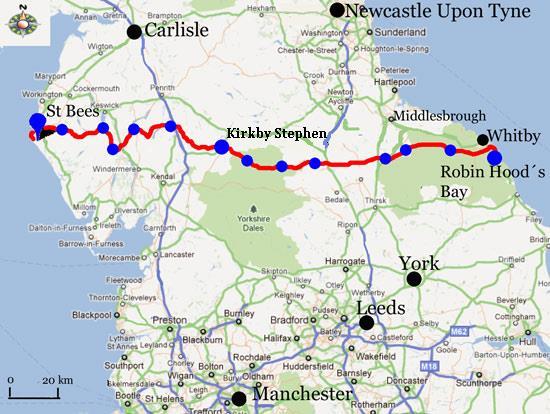 Wainwright s Coast to Coast, Kirkby Stephen Robin Hood s Bay, 8 nätter 7(7) Wainwright s Coast to Coast Wainwright s kust till kust-led är enligt manga en av världens bästa vandringsleder.