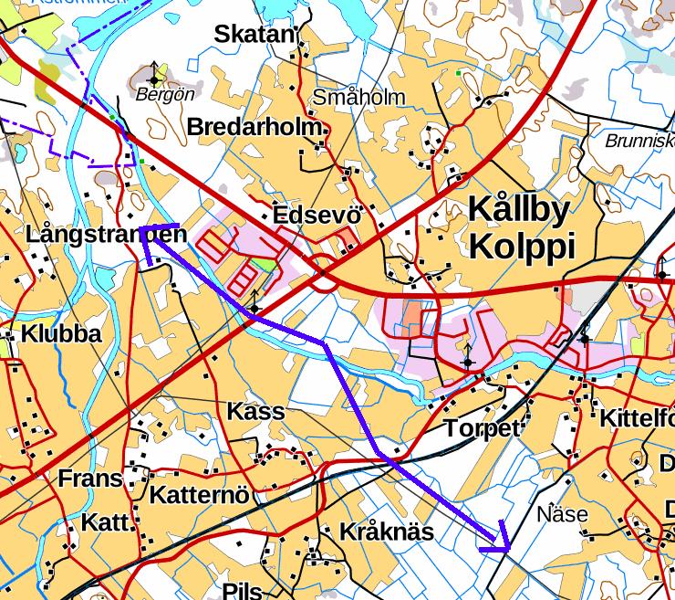 1-8 Bild 4. Viltstråk som passerar i planläggningsområdets södra kant. 3.1.3 Den byggda miljön Samhällsstruktur I stort sett har