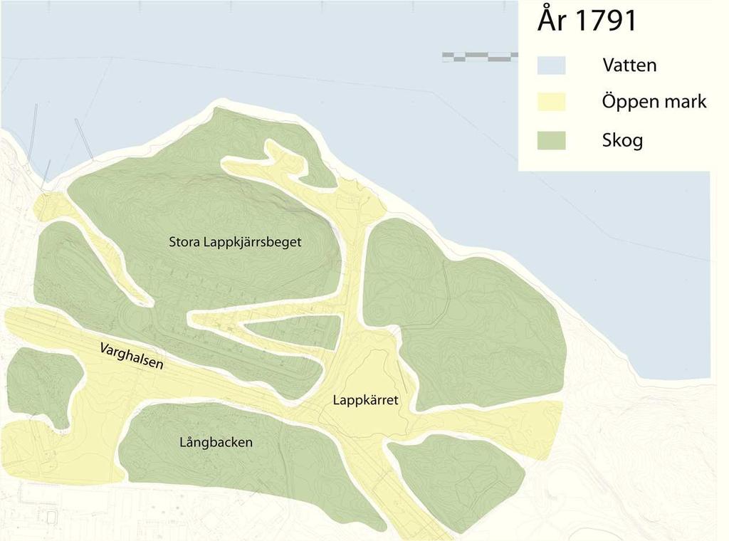 Kungligt inflytande - Kartstudier År 1791:Öppna dalstråk återfinns dels i bef.
