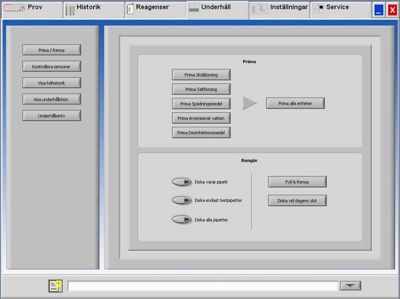 Interrliner programvara 5.5.1. Prima/Rensa Alla underhållsfunktioner för vätskesystemet är grupperade under knappen PRIMA / RENSA (på sidan 59).