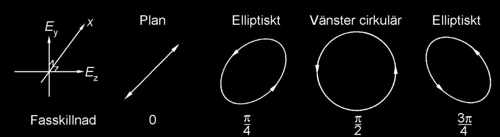 Plan, elliptisk och cirkulär polarisation Fig 20.