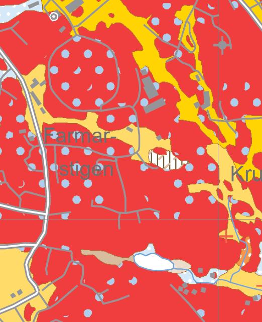 Figur 3. Utdrag ur jordartskartan från Sveriges geologiska undersökning. Utredningsområdet ligger inom gul rektangel. 2.