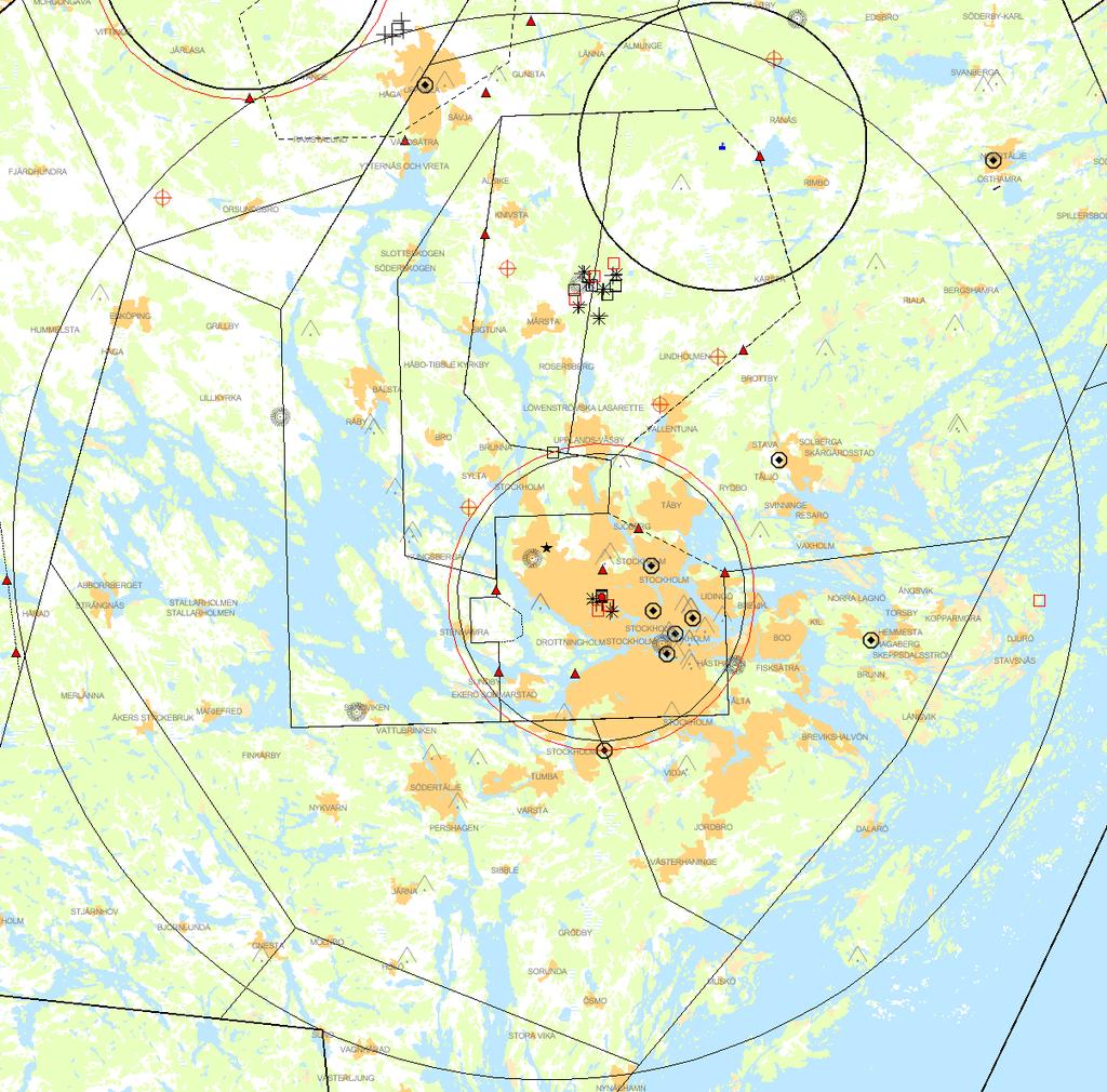 Del 2 Flyghinderanalys BERÖRDA FLYGPLATSER - Berörd flygplats är sakägare LUFTRUM Så här läser du denna del av analysen: Denna analys svarar bara på frågan om verket/masten/byggnadsverket hamnar inom