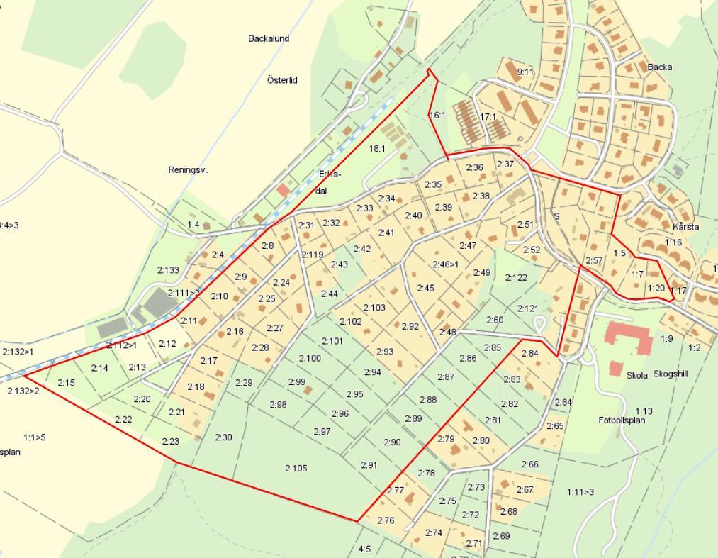 Figur 1. Aktuellt planområde i Kårsta-Rickeby.