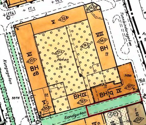 7(12) Figur 4: Gällande detaljplan 22A:2117 över planområdet med omnejd. Karta: Norrköpings kommun.