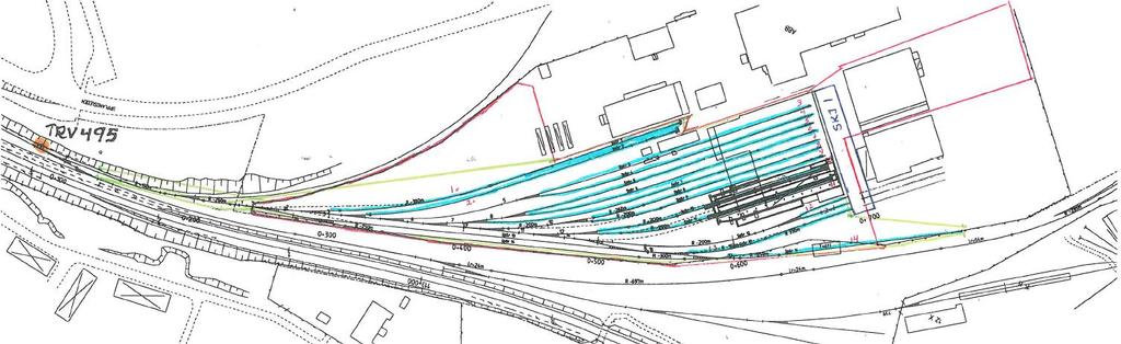 3.3.2 Spåröversikt per anläggning Grön linje markerar Jernhusens infrastruktur. Växlar markeras med nummer i grå cirkel. Anslutningsväxlar mot annans infrastruktur markeras med nummer i orange ruta.