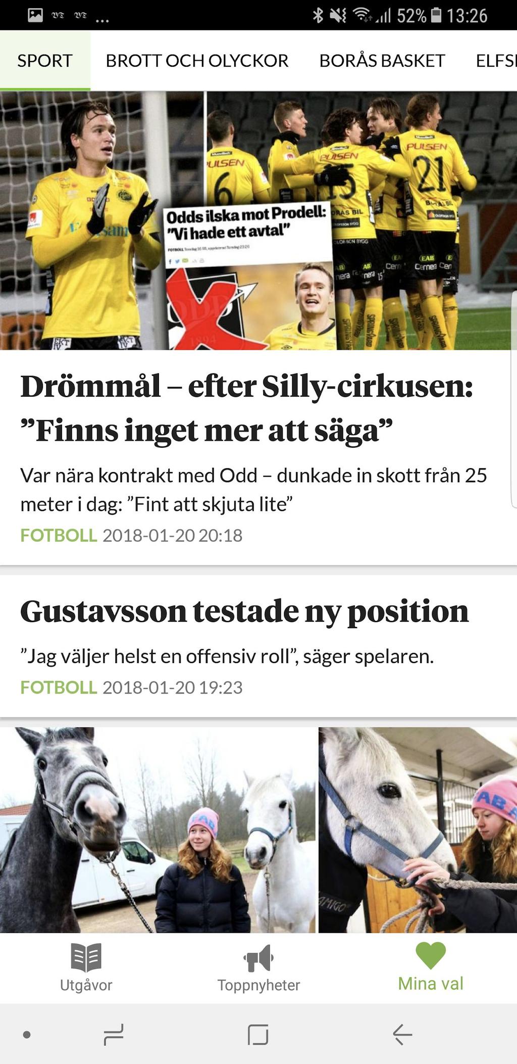 upp. Personligt nyhetsflöde, swipea eller klicka för att bläddra.