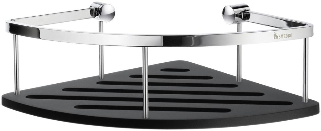 med svart bottenplatta solid surface Hjørne brusekurv med bund af sort solid surface Dusjkurv for hjørne med