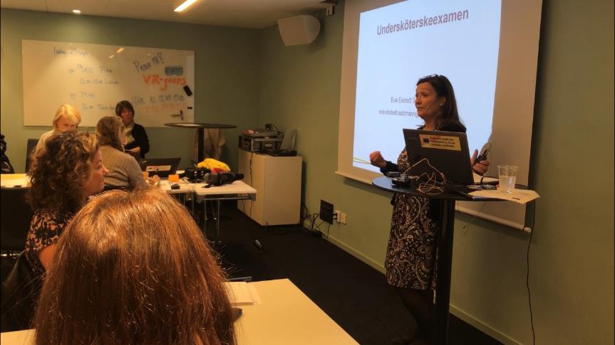 I diskussionen om verksamhetsuppföljningens fråga om samverkan med universitet och högskola berättar bland annat Astrid från Gävleborg om hur det ser ut i sin region, där samverkan sker med Högskolan