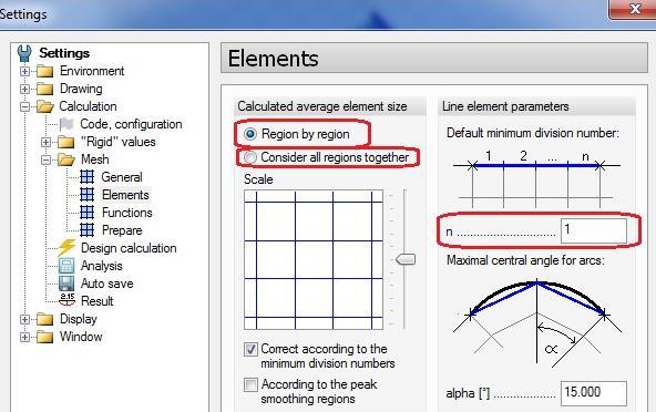 Efter att average element size a är valt så kan ytterligare finjustering ske på inställningar under fliken Calculation Mesh General & Elements.