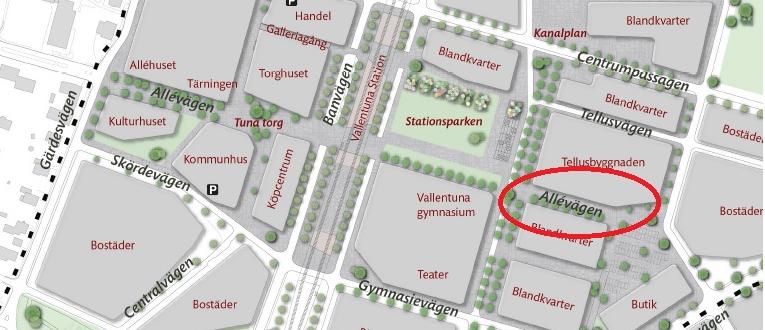 Figur 2 Kartbild - programmet för Centrala Vallentuna Då anpassningen av lokalen medför stora investeringar för en relativt kort tidsperiod, skulle hyresnivån landa på en hög nivå. 4.