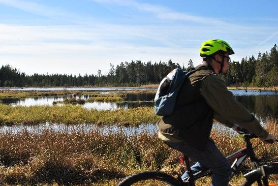 På Hunneberg finns många grusvägar och stigar samt uppmärkta mountainbikeleder som passar för både