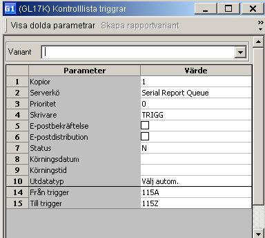 Rapportbeställning Fyll i Från Trigger och Till Trigger för berörd institution.