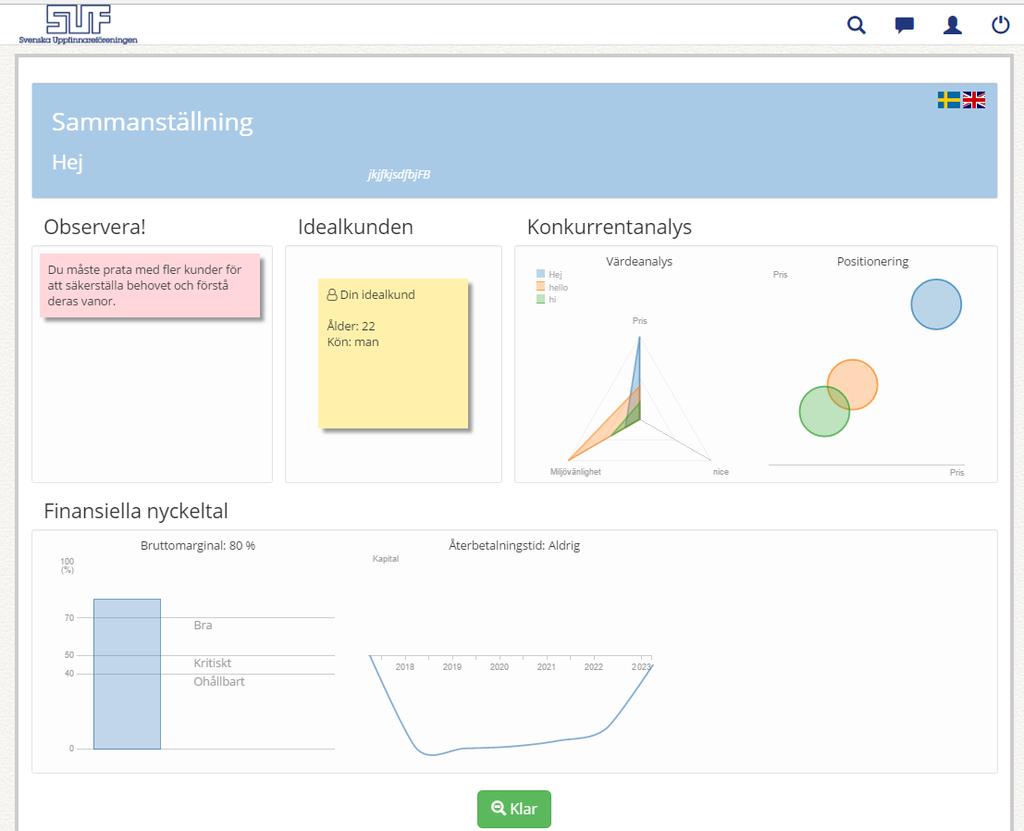 FIGUR 8: SAMMANSTÄLLNING EFTER ITERATION ETT (UTVÄRDERING) Från sammanställningen kommer du sedan vidare till utvecklingsdelen.