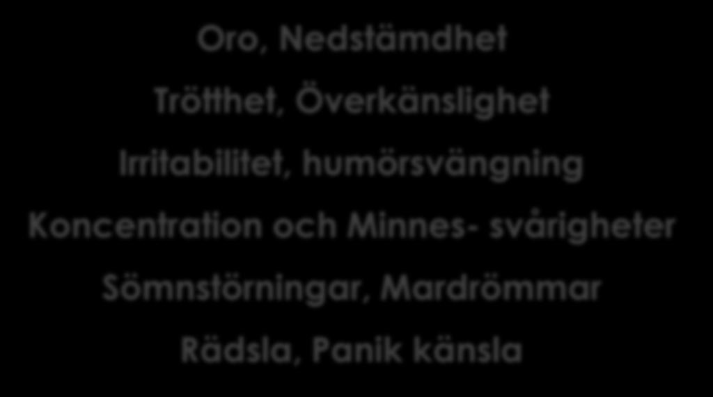 Migration relaterad Stress Kliniska Bilden Psykiska & Emotionella Reaktioner Oro, Nedstämdhet Trötthet,