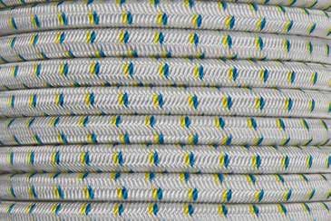Pac-flex, blå-vit 12 1500 Spole 200 Gummilina Gummilina med hög elasticitet. Tillverkad med kärna av naturlatex och flätat hölje av slitstark polyester.