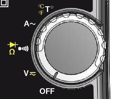 1.1 VRIDOMKOPPLAREN Vridomkopplaren har fem positioner. Off för Av och lägena,,, för de fyra mätfunktionerna. Inkoppling av en mätfunktion bekräftas med en ljudsignal.