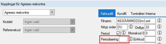 konteringsperiod för intäkten i Agresso. Det görs genom att ange periodiseringsnyckel i parametern "Periodisering".