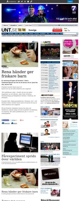 Rena händer ger friskare barn Upsala Nya Tidning. Publicerat på webb 2014-02-03 07:29.