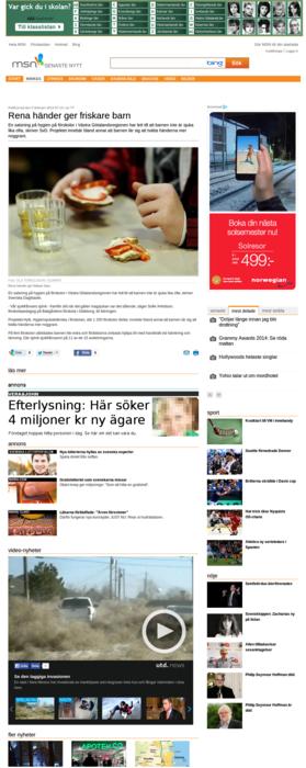 Rena händer ger friskare barn MSN. Publicerat på webb 2014-02-03 08:01. En satsning på hygien på förskolor i Västra Götalandsregionen har lett till att barnen inte är sjuka lika ofta, skriver SvD.