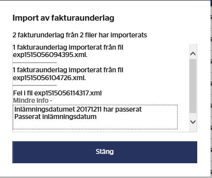 någon fil är felaktig, t ex om inlämningsdatumet är passerat.