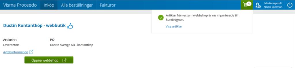 Nu lägger sig din vara i varukorgen i Visma Proceedo och du kan