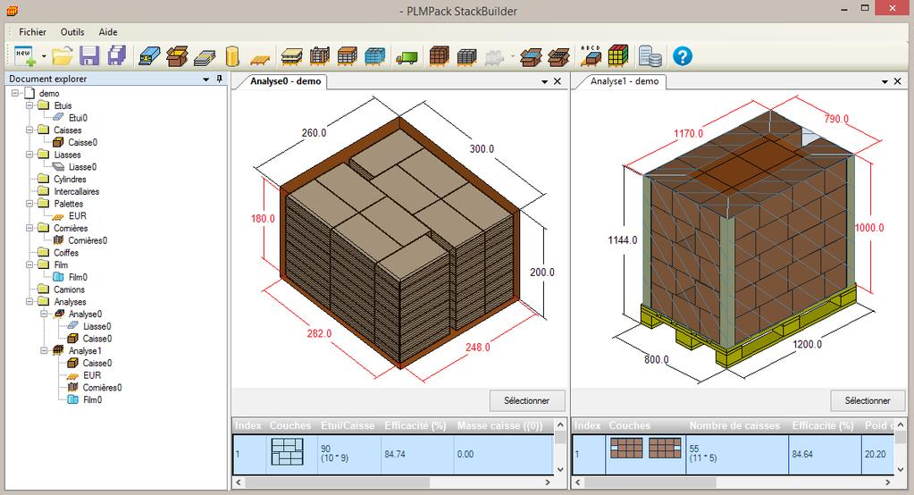 PLMStackBuilder: Packning, pallettering och lastning av homogena förpackningar StackBuilder löser tre problem: Pallettering: Finn den bästa layouten för att stapla en viss typ av förpackning på en