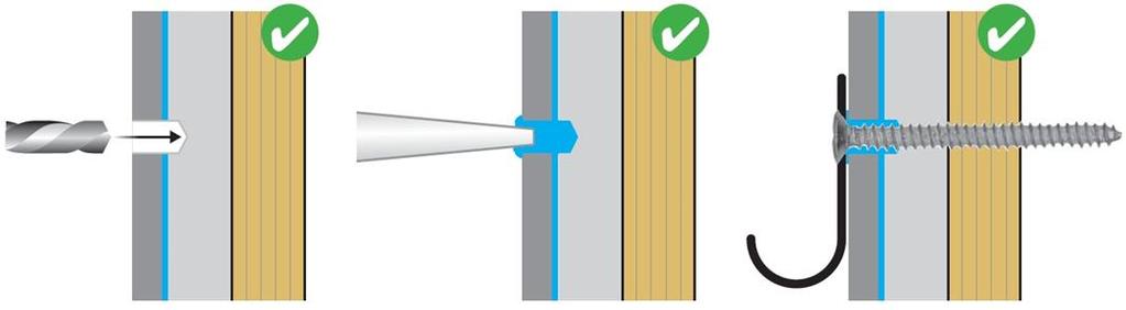 Kiinnitykseen käytettävät kiinnikkeet ja menetelmät vaihtelevat seinä - /lattiamateriaalista riippuen (poraus, tulpat ym.). Lisätietoja saatte jälleenmyyjältänne.