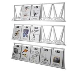 Magazine rack in bent sheet metal for wall mounting. (black, white or silver), or. Available in 3 sizes for 1-, 3 or 5 magazines.