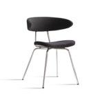 Frame in tubular steel in standard (black, white or silver), chrome, or. Seat/back in metal and elastic spring moulded in cold foam. Upholstered armrests/sides. Upholstered in standard or c.o.m. Rekommenderade standardtyger, klicka här: Recommended standard, click here: Karmstol Armchair Art.