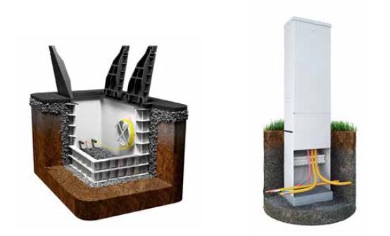 Spridningspunkter I de flesta fibernät behövs spridningspunkter. Dessa kallas FOS (fiberoptisk spridningspunkt) alternativt DP (distributionspunkt) och placeras i kabelskåp eller kabelbrunnar.