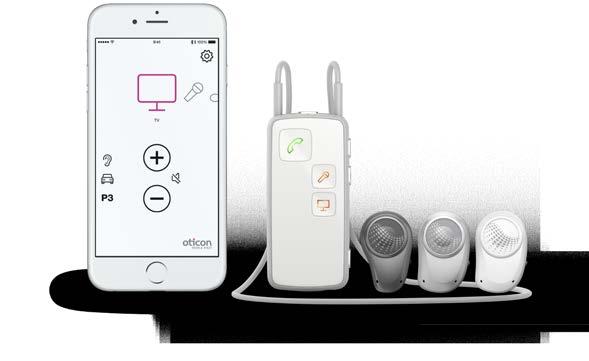 Använd din Oticon Medical Streamer med Fjärrkontroll Mobil TV Mikrofon Dator Telefon Musik MiniJack Teleslinga FM App Kompatibel med iphone och Android Oticon Medical Streamer kan