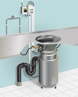 16(32) 6.2. Spolvatten Inkoppling får endast utföras av behörig VA-installatör och enligt gällande lokala VA-bestämmelser. Kvarnen ska kopplas in på kallt spolvatten. 6.2.1. Vattenledning ½ För att ge rätt mängd spolvatten till kvarnen ska inkommande vattenledning (inkl.