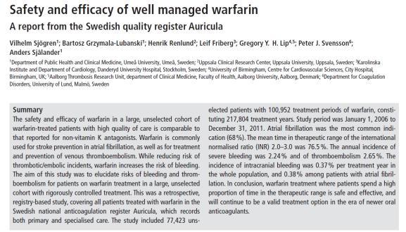 safety of well-managed warfarin,