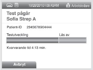 I GÅ IFRÅN-läget visas testresultaten på skärmen efter cirka 5 minuter. I LÄS NU-läget visas testresultaten på skärmen inom 1 minut. Se avsnittet Tolkning av resultat för Sofia.