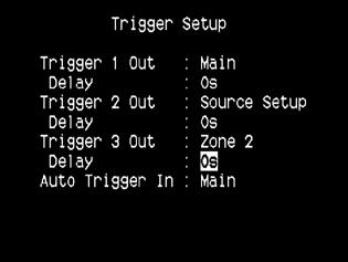 Hur du använder din T 755 SETUP MENY trigger inställningar (TRIGGER SETUP) T 755 har tre konfigurerbara +12V DC Trigger utgångar som kan användas till att aktivera en apparat eller ett system som den