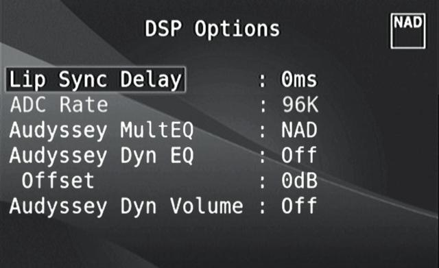 HUR DU ANVÄNDER M17 HUVUDMENY DSP OPTIONS (DSP ALTERNATIVE) Följande signalprocessing parametrar kan ställas in under DSP (Digital Signal Processing) menyn.