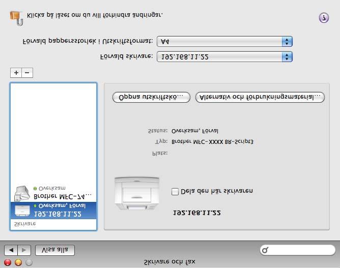 Nätverksutskrift från Macintosh h Från rullgardinslistan Standardskrivare väljer du din modell att ställa in som standardskrivare.