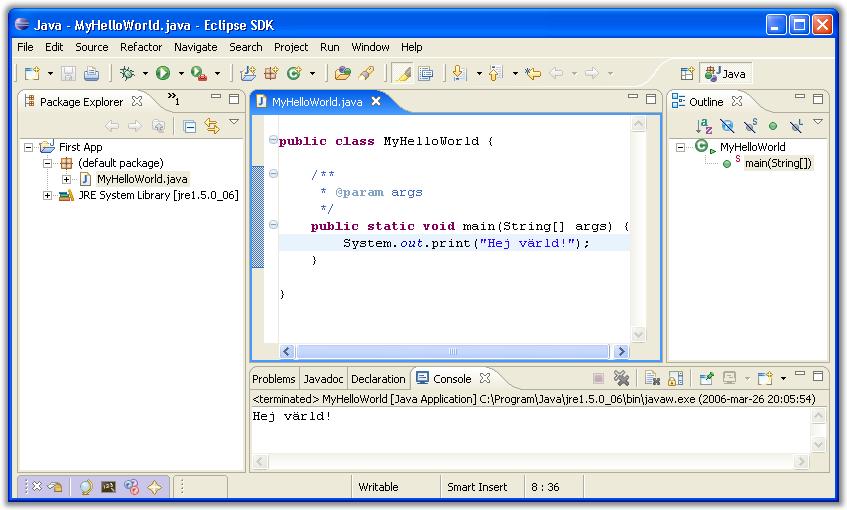 javac och java från Eclipse Filträd Kör