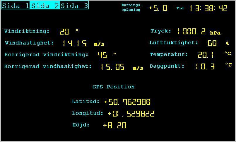 Figur 18 visar hur sida 2 ser ut i skärmen. På denna sida visas samtliga parametrar som ska loggas på USB-minnet.